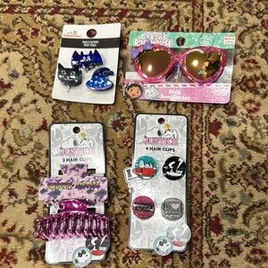 3 Justice Kids Hair Accessories Set  and 1 gabby doll house sunglasses set